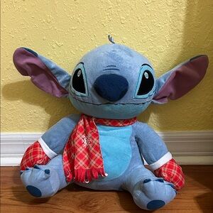 Blue Plush Toy with Red Plaid Scarf